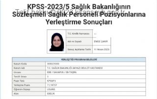 Enise Çakır Sağlık Bakanlığı’nın yapmış olduğu 2023/5 ataması ile birlikte Sakarya Akyazı Devlet Hastanesi’ne ebe olarak atandı.