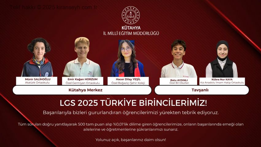 2025 LGS Kütahya birincileri