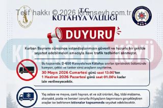 Kütahya Valiliğinden Kurban Bayramı Trafik Tedbirleri duyurusu başlıklı haber resmi