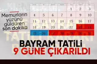 Kurban Bayramı tatili 9 gün oldu başlıklı haber resmi