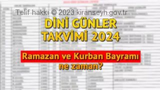 2024 yılı dini gün ve bayramlar